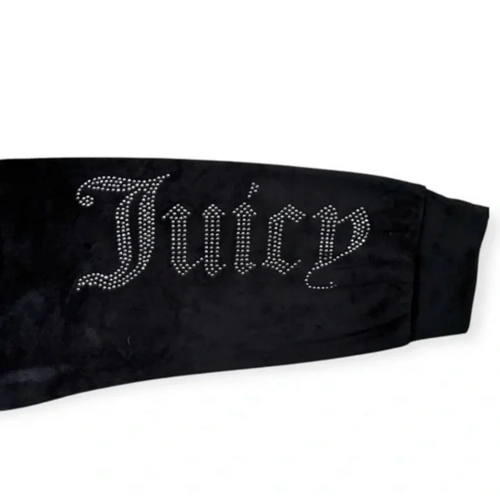 Juicy Couture velour track pants rhinestone logo elastic waistband. Size S
